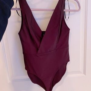 Maroon wrap Bodysuit